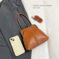 Bolso de hombro elegante con cierre de beso, bolso cruzado de estilo chino Retro de cuero PU, bolso de mujer Vintage de gran capacidad de Color sólido - details 21