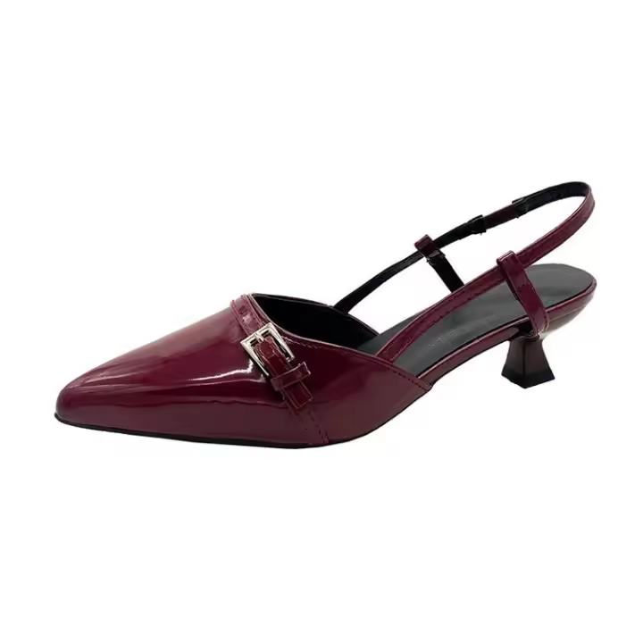 Sandalias de tacón fino versátiles estilo hada retro nuevas 2025 con punta en pico y tacón vacío. - 1