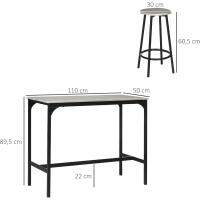 Conjunto de mesa alta de bar y 4 taburetes, mesa alta de cocina con taburetes estilo industrial, marco de metal para salón, marrón rústico - details 15