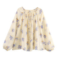 Blusa de Primavera Suave Estampado Floral Comodidad Versátil Moda para Mujeres - details 0