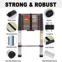 Escalera Telescópica Portátil de Aluminio 6,2m, 2 Ganchos, 15 Peldaños, Antideslizante, Multiusos, Carga de 150kg - details 45