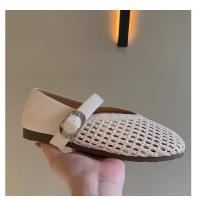 Sandalias Romanas con Talón de Una Palabra Tejido Zapatos Planos de Cabeza Redonda para Mujer 2025 - details 2