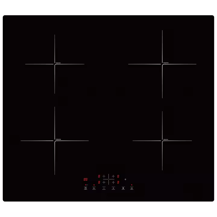 Campana de Induction Integrada Iseasy de 4 Zones 9 Niveles de Potencia, Temporizador de 1-99 Min, Función de Potenciación, 4 Placas, 60 cm - 1