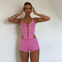 BUNO-Pelele con espalda descubierta de ganchillo para mujer, pelele Sexy con cuello Halter y fruncido, ajustado, elástico, Hipster, para entrenamiento - details 1
