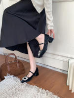 Francés retro tacón grueso Mary Jane zapatos nueva falda de hadas con viento de noche diamantes de imitación tacón medio zapatos individuales - details 13