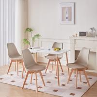 4 Sillas Comedor Mornas con Asiento Tapizado y Patas Mara Haya Iales para Comedor, Cocina, Sala Estar, Dormitorio (Marrón) - details 7