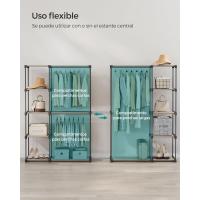 Armario de Ropa, Perchero, Burro Ropa, 124 x 43 x 182 cm, 2 Secciones para Colgar, con Compartimentos, Gran Capacidad, para Dormitorio, Salón, Lavandería, Topo RYG026R02 - details 2