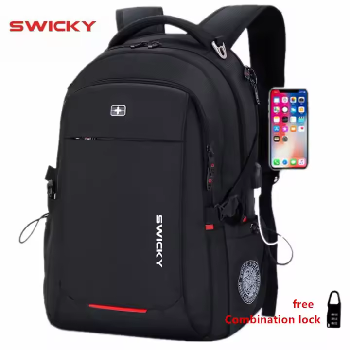 SWICKY-mochila multifunción para hombre, morral antirrobo impermeable para ordenador portátil de 15,6 pulgadas - 1