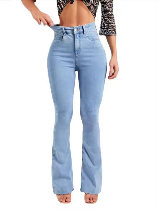 Pantalones vaqueros azules estilo oficina para mujer 2025 - 1