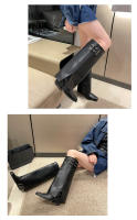 Botas Vaqueras Occidentales Para Mujer, Nuevas Botas Altas De Cabeza Cuadrada Pequeña Con Hebilla Doble De Tacón Grueso - details 6