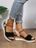 Sandalias de Mujer con Cuñas Moda Hebilla Punta Abierta Cómodas Ligeras Tacones Altos Resistentes al Desgaste para Oficina y Boda - details 10