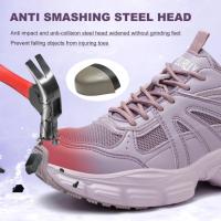 Zapatos de trabajo con punta de acero para mujer, calzado de seguridad de malla transpirable, botas de trabajo industriales, 35 - details 1