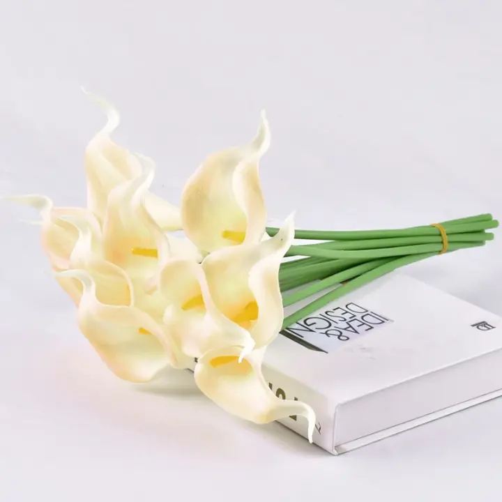 Bolas de Flor de Novia 5/10Pcs Flores Artificiales Blancas para Decoración de Fiesta de Bautizo en Casa Tacto Real de Lili de Calla - 1