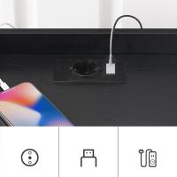 Mesilla de Noche con Luces LED, Mesilla de Noche con Base de Carga, Mesita Auxiliar con 2 Cajones, Adecuada para Dormitorio, Sala de Estar, Diseño Moderno, Negro EBK28CDBZ01 - details 6