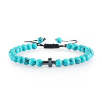 Pulsera de Piedra Natural 6mm Estilo Trenzado para Hombres y Mujeres Cruza de Oración Jesús - details 10