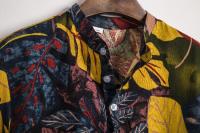 Camisa de lino de manga corta para hombre, camisa de flores de estilo étnico indio, novedad de verano, 2019 - details 61