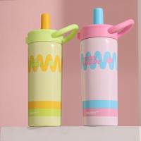 Taza aislada de acero inoxidable portátil de 600ml, taza con pajita de dopamina a prueba de fugas con asa, termo, botella de agua para actividades al aire libre - details 1