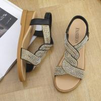 Estilo de suela suave al aire libre para mujer, novedad de verano, sandalias elásticas con diamantes de imitación - details 5