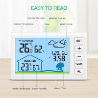 -Estación Meteorológica Inalámbrica para exteriores, termómetro Digital para interiores, higrómetro, Monitor de temperatura y humedad con reloj para el hogar - details 1