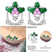 Pendientes de plata con borlas de copos de nieve azules y diamantes, lazo rojo para mujer, joyería creativa, regalos temáticos navideños - details 4