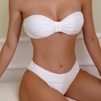 Bikini Bandeau Blanco Sólido Estilo de Ajuste Delgado para Mujeres Material de Poliéster - details 4