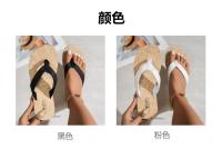 Verano nuevas zapatillas de fondo plano acolchadas con correas, sandalias casuales, ropa exterior para mujer, chanclas de playa para mujer a juego con el color - details 0