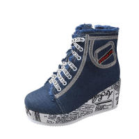 Zapatos de lona de talla grande para mujer, tacón de cuña, punta redonda muy versátil, transpirable, individual - details 9