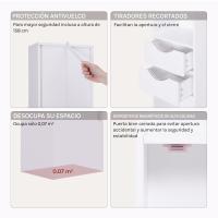 Estantería para Libros de Pie, Librería Vertical con 3 Compartimentos Abiertos, 2 Cajones y 1 Armario, Libreria Blanca de Almacenaje para Oficina, Salón, Dormitorio, Cocina, 30x24x158cm - details 5