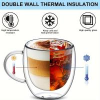 Taza De Café De Vidrio Borosilicato De Doble Capa 250ml Con Asa Resistente a Altas Temperaturas Para Jugos Leche Y Bebidas Calientes - details 2