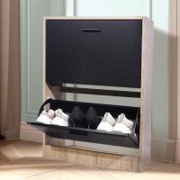 Mueble zapatero de 12 pares - Estantería de gran capacidad para vestíbulo o pasillo - (ancho) 60 x (profundidad) 24 x (alto) 80 cm - Madera clara blanca - details 150