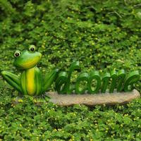 Figuras en miniatura de ranas de dibujos animados, adorno de rana pequeña artesanal, artesanía de resina, señal de bienvenida de rana, patio de jardín al aire libre - details 7