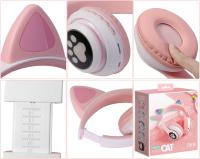 Auriculares Inalámbricos para Niños con Luz LED Diseño de Gato Plegables y Portátiles con Micrófono para Aprendizaje a Distancia - details 3