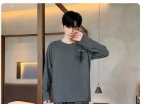 Pijamas con estampado a rayas para hombre, ropa de dormir de algodón peinado con cuello redondo, talla grande, a la moda, Y2k, otoño e invierno, 2024 - details 67