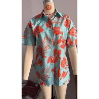 Conjunto de Moda para Mujer de Cuello Abajo Camisa Estampada de Manga Corta - details 0