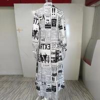 Vestido largo de verano para mujer, elegante, estampado, con botones, abertura lateral. - details 12