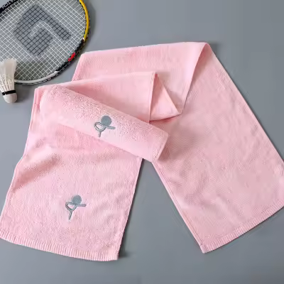 ANUMEI-Paquete de 2 Toallas deportivas absorbentes, 25x110cm, suaves, largas, absorbentes de sudor, blancas y rosas - 1