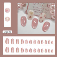 Ojo de gato arco uñas uñas usable extraíble lindo pequeño fresco fresa uñas oval uñas medias - details 0