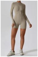 Traje de gimnasio de yoga para mujeres mono deportivo de manga larga con medio cierre sobre todo el cuerpo ropa de fitness para entrenamiento - details 25