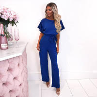 Mameluco Capri recortado de pierna ancha para mujer, pantalones Palazzo, mono de manga corta con pajarita - details 18