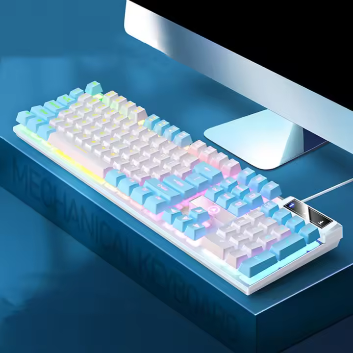 Periféricos de ordenador que emiten luz, 104 teclas, teclado retroiluminado resistente al agua, teclado para juegos, teclado con cable, Teclado mecánico - 1