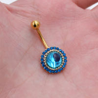 Piercing de ópalo falso Chapado en titanio para el Ombligo, joyería corporal de acero, 14G, 1 unidad - details 5