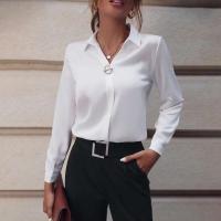 Blusa de Verano Elegante Cuello en V Blusa de Manga Larga de Color Sólido - details 9