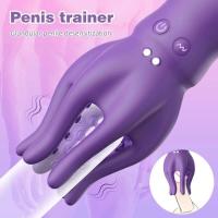 Empaque privado Masajeador de glande masculino sexy con 3 modos de empuje y 9 modos de vibración, entrenador de retardo, vibrador, masturbador de clímax oral, juguetes sexuales para hombres - details 6