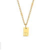 Collar de acero inoxidable dorado para mujer, joyas colgantes con letras - details 5