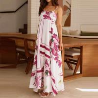 Vestido largo playero estilo bohemio vintage 2025 para mujer, con tirantes finos, espalda descubierta, estampado de sol, estilo swing. - details 12