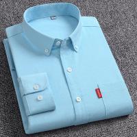 Camisas Oxford de manga larga para hombre, 100% algodón, Color sólido, cuello vuelto, ajuste Regular, ropa diaria para hombre, camisas de fácil cuidado para hombre - details 11