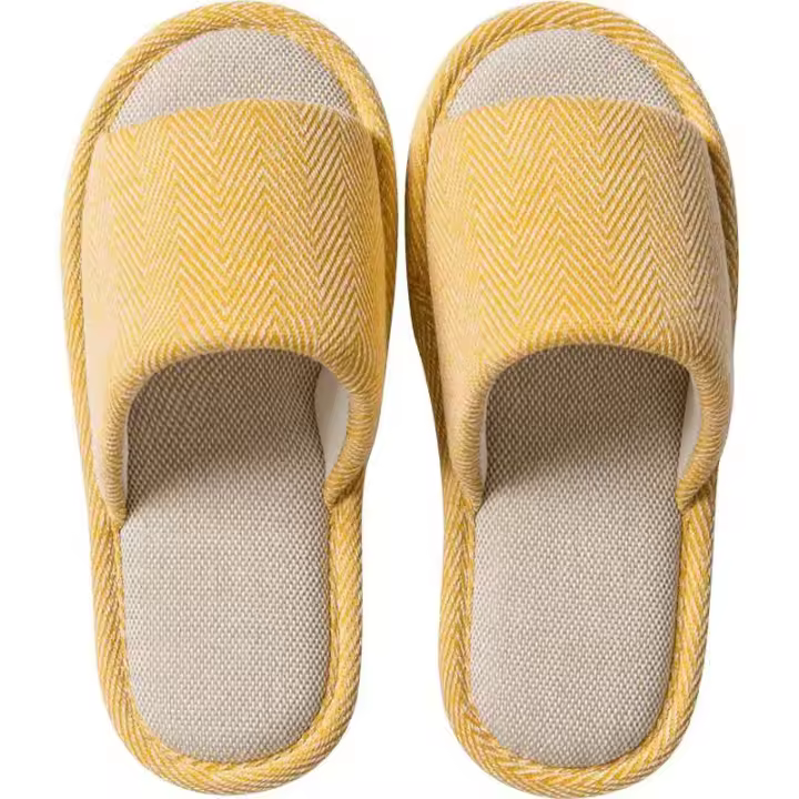 Zapatillas de lino de algodón para mujer, antideslizantes, para interior, acoplador para el hogar, plataforma de primavera y otoño, suelo de fondo suave durante todo el año - 1