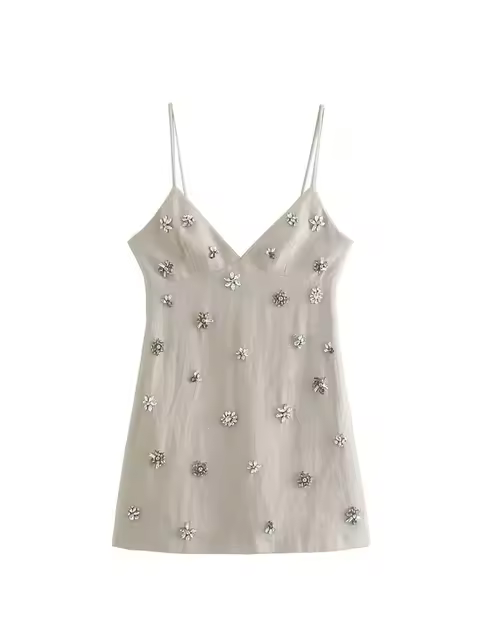 Minifalda camisola exquisita corta sin mangas retro para mujer, moda de verano, 2024 - 1