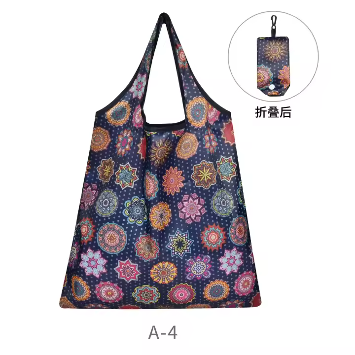 Bolsa de compras ecológica plegable con estampado de moda, bolso de mano plegable, práctico de gran capacidad para viaje, bolsa de comestibles - 1