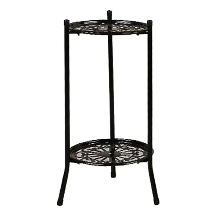 Soporte de Metal de dos capas para plantas, elegante estante para macetas, moderno, alto, decoración interior y exterior B - 1